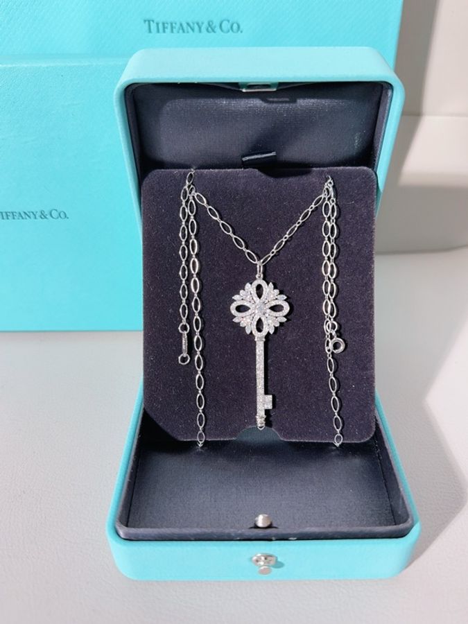 Tiffany蒂芙尼 keys系列 Victoria維多利亞 鉑金滿鑽大號鑰匙吊墜項鍊，大號-4