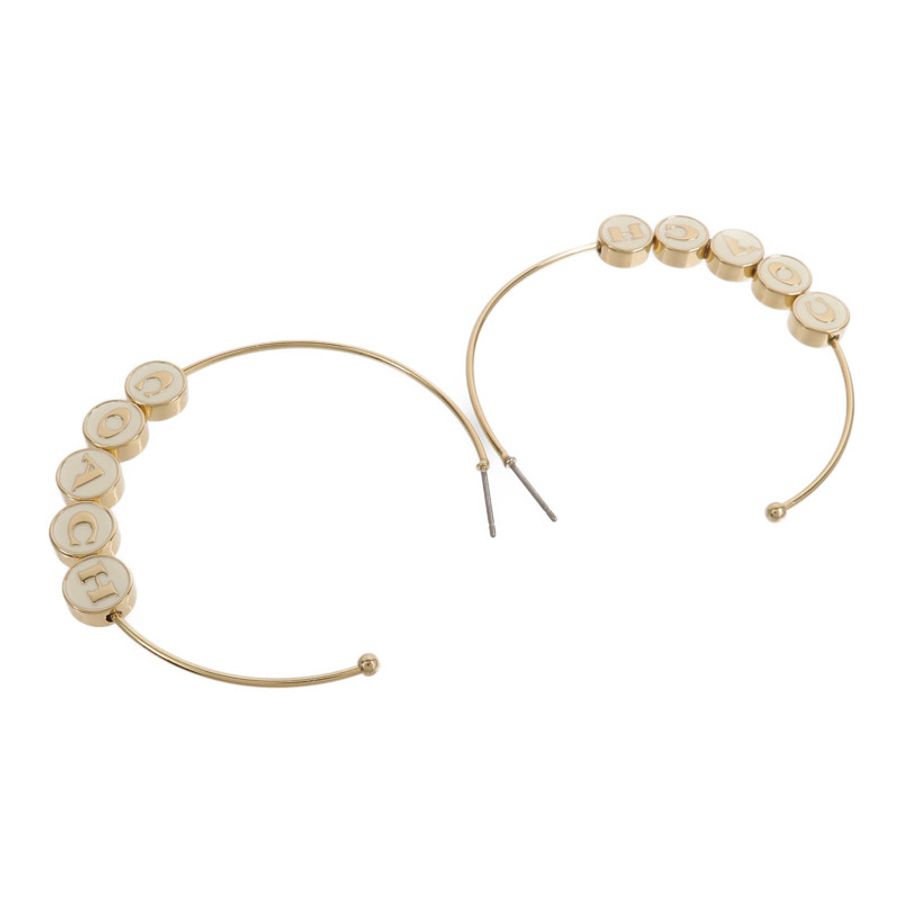 COACH 黃銅鍍層Enamel Hoop Earrings耳環-3