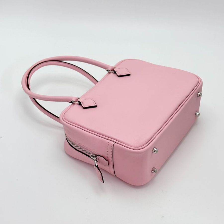 HERMES 櫻花粉銀扣swift皮plume20mini手提包 21*15*8 99新配件盒子塵袋購證毛氈布-2