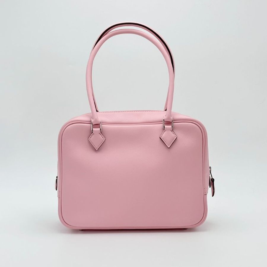HERMES 櫻花粉銀扣swift皮plume20mini手提包 21*15*8 99新配件盒子塵袋購證毛氈布-5