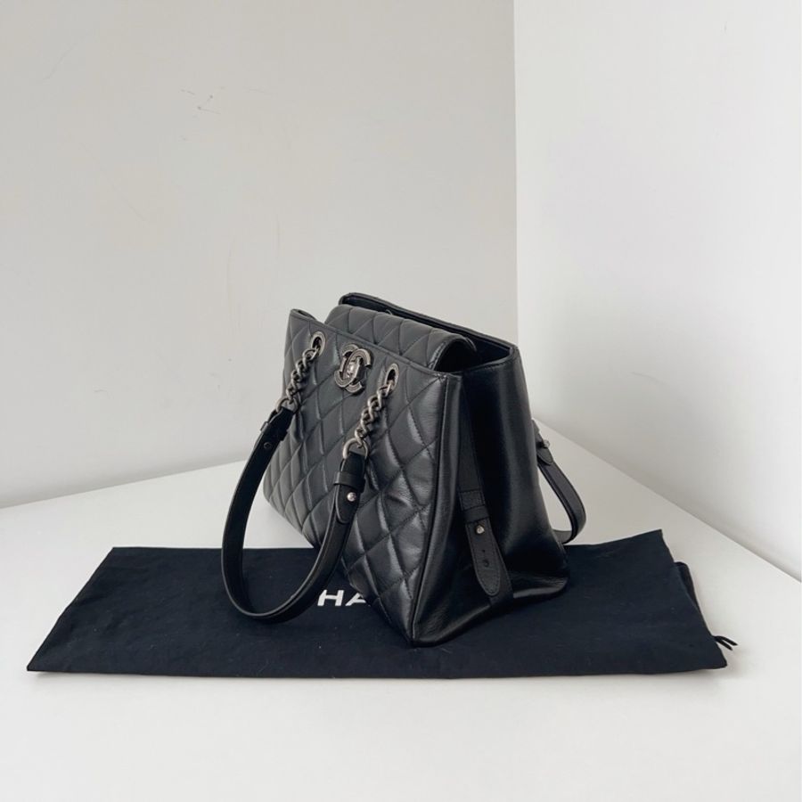💎Chanel香奈兒｜黑銀孟買系列菱格鏈條tote Gst類似款｜99新-4