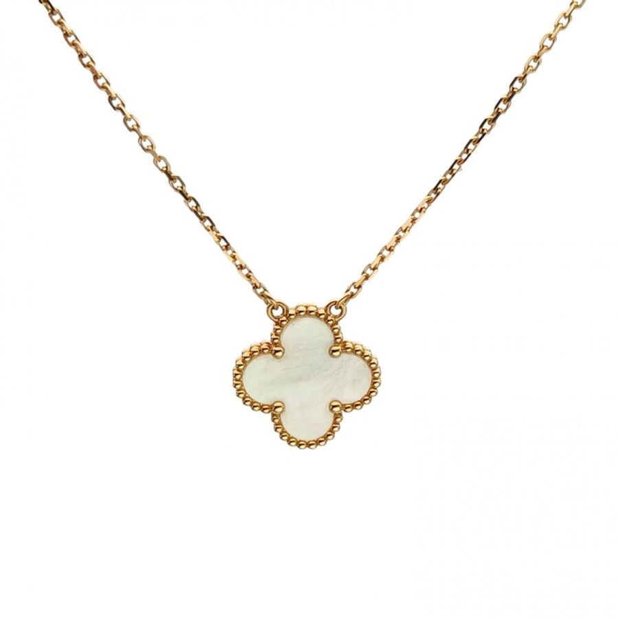 VAN CLEEF&ARPELS VintageAlhambra中号单花项链新扣18K黄金/白贝母-1