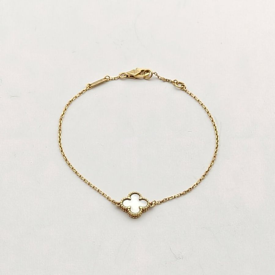 VAN CLEEF&ARPELS SweetAlhambra小号单花手链新扣18K黄金/白贝母S-M码-1