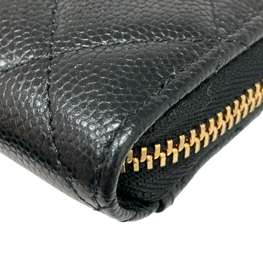 ☆ CHANEL 香奈兒 Black Caviar Skin Card Holder 黑色粒紋小牛皮卡套-267009907-6