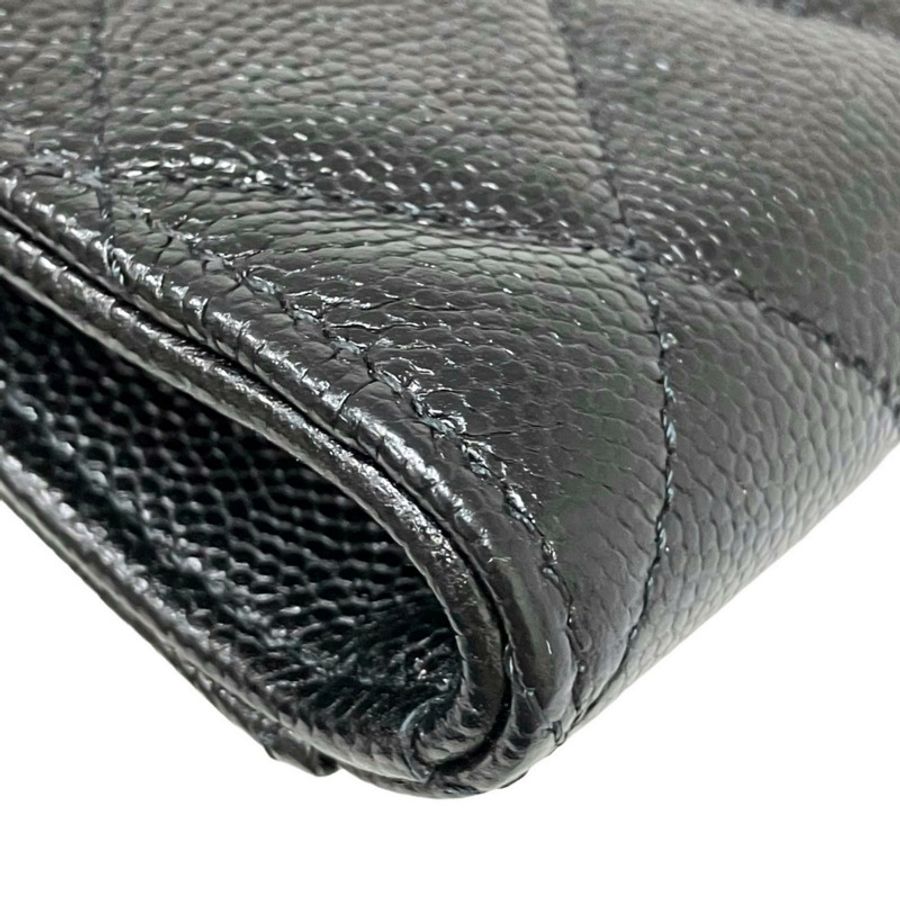 ☆ CHANEL 香奈兒 Black Caviar Skin Card Holder 黑色粒紋小牛皮卡套-267009907-12