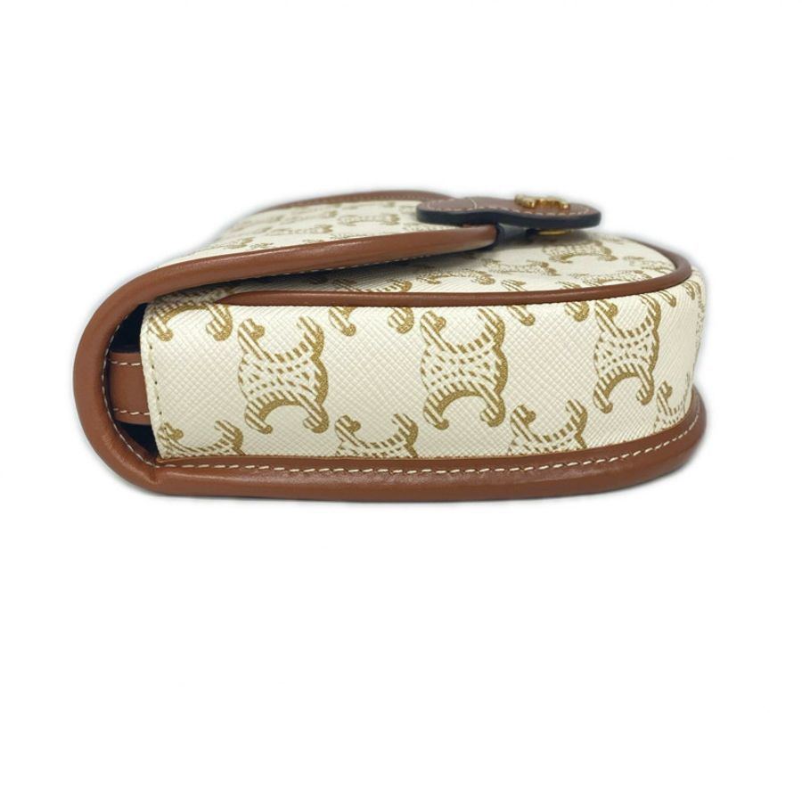 ☆ CELINE 思琳 White Coated Canvas Triomphe Mini Crossbody Bag 白色塗層帆布斜揹袋 F-CU-2281-267010621-3