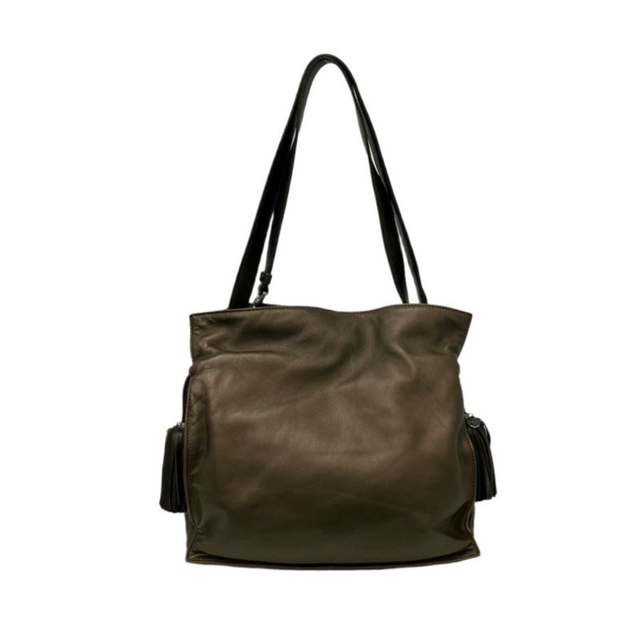 ☆ LOEWE 羅意威 Brown Nappa Leather Vintage Flamenco Shoulder Bag 啡色納帕皮革肩背包-267010489-2