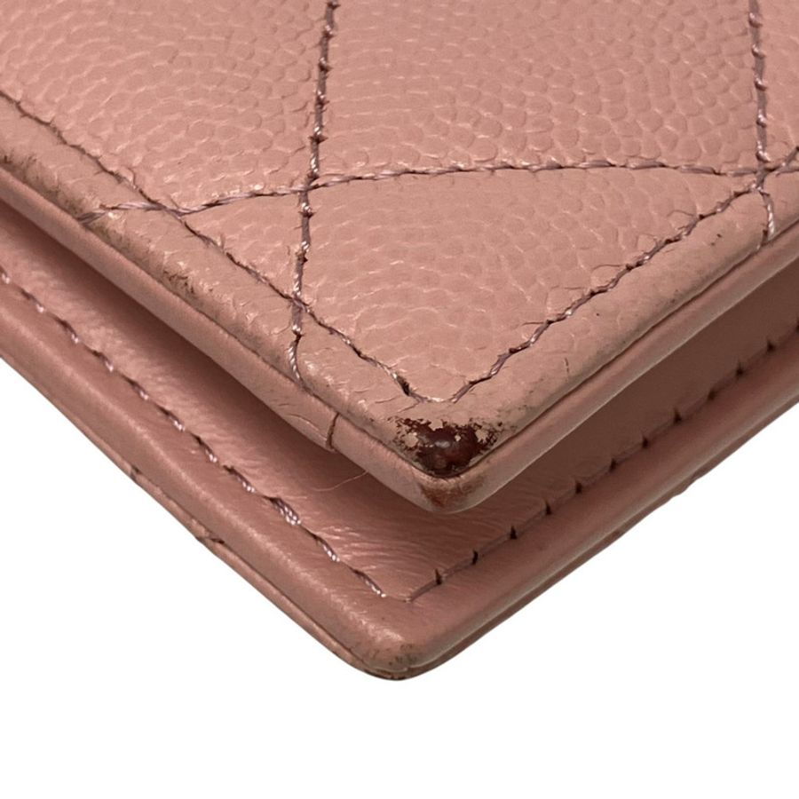 ☆ CHANEL 香奈兒 Pink Caviar Skin Short Wallet 粉紅色粒紋小牛皮短銀包-267011222-12