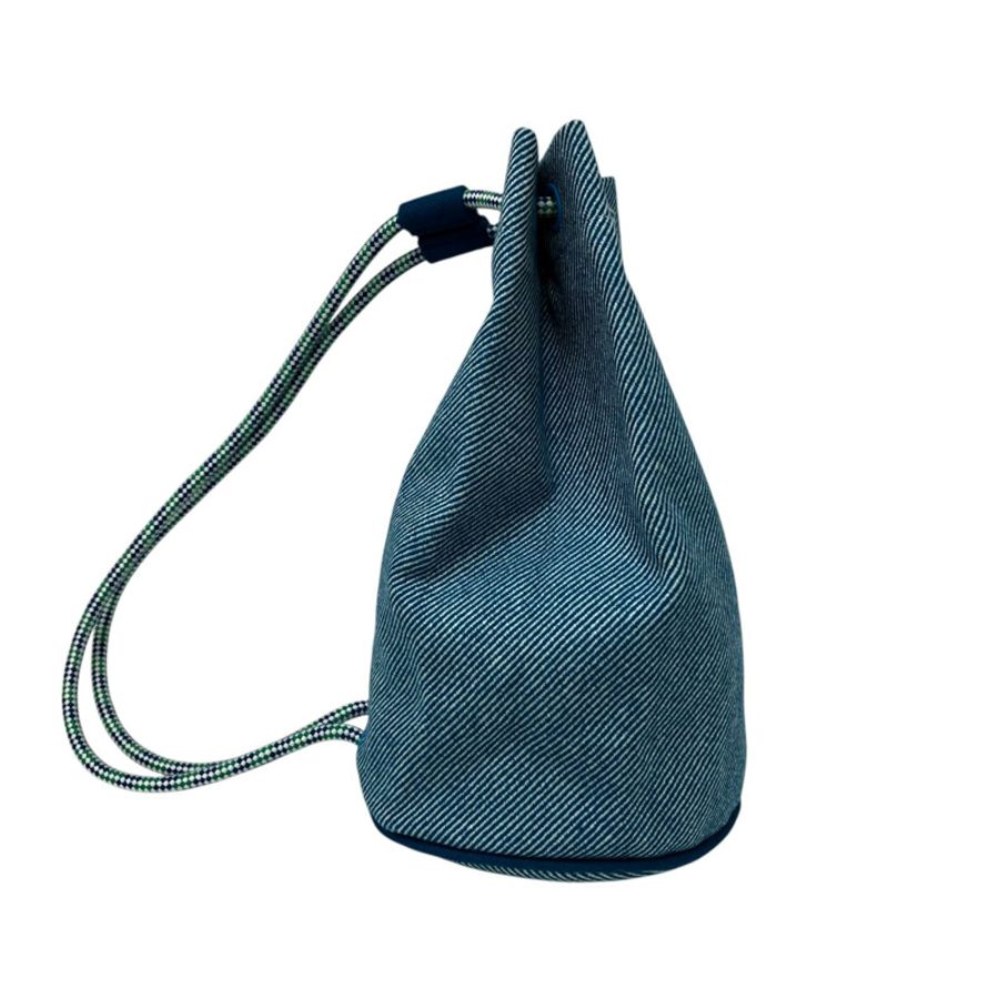 ☆ HERMES 愛馬仕 Blue 100% Cotton Les Cabanes duffle Backpack 藍色100%棉質背包-267010816-2