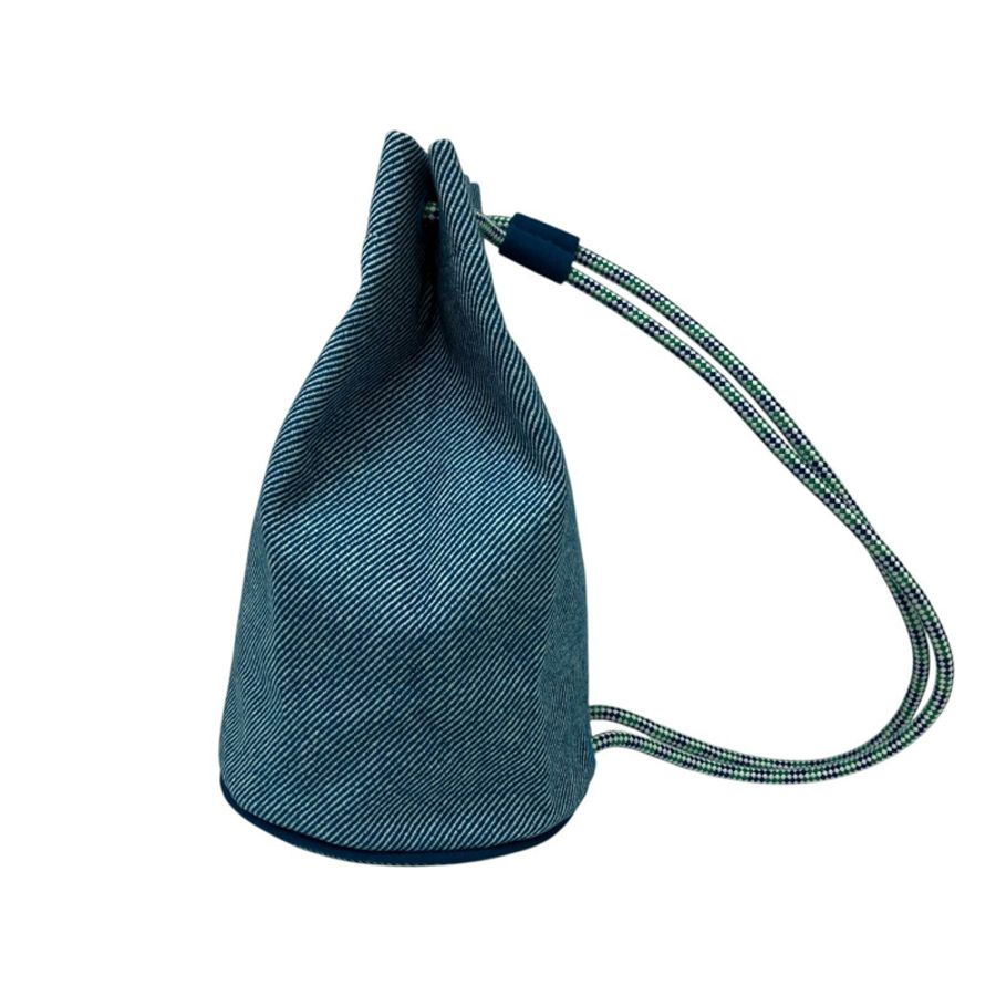 ☆ HERMES 愛馬仕 Blue 100% Cotton Les Cabanes duffle Backpack 藍色100%棉質背包-267010816-3