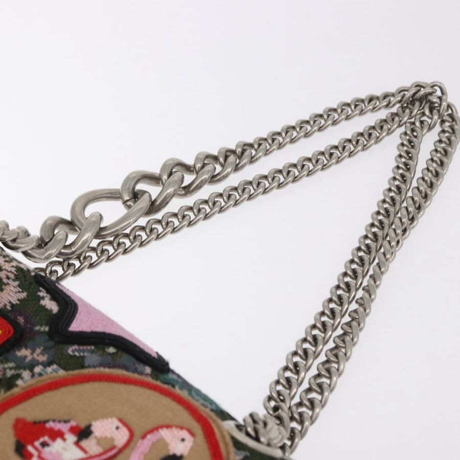 【日本直送】Miu Miu 鏈條單肩包 帆布 綠色 銀色 正品 183990M-13
