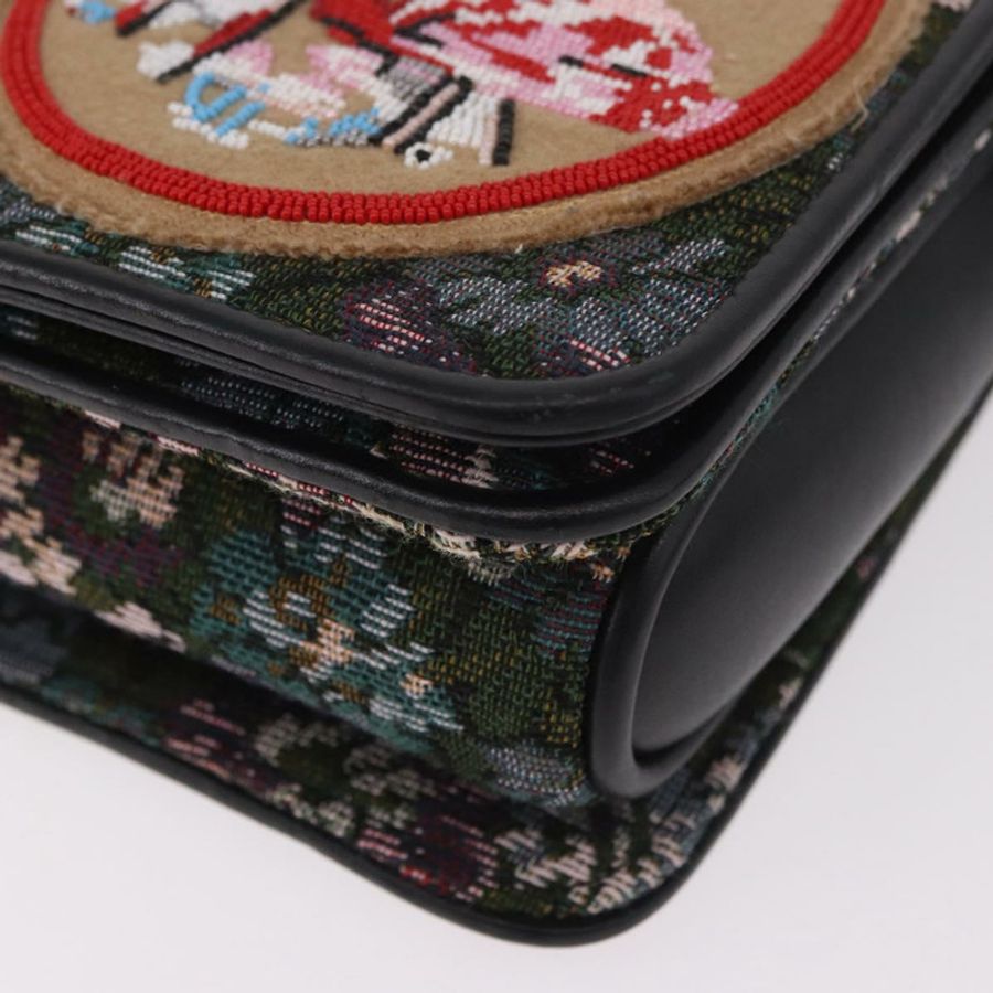 【日本直送】Miu Miu 鏈條單肩包 帆布 綠色 銀色 正品 183990M-15