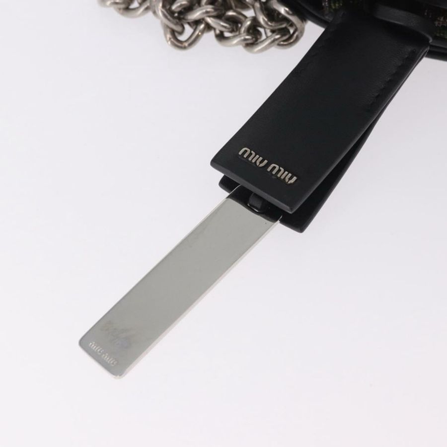 【日本直送】Miu Miu 鏈條單肩包 帆布 綠色 銀色 正品 183990M-19