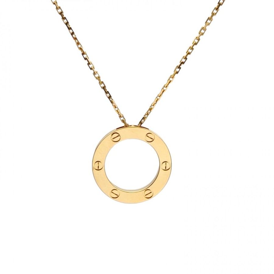 CARTIER 18K黄金LOVE18K玫瑰金大圆饼项链-0