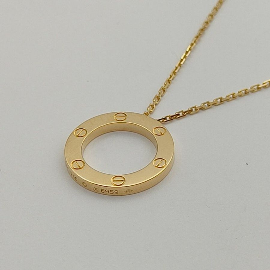 CARTIER 18K黄金LOVE18K玫瑰金大圆饼项链-1