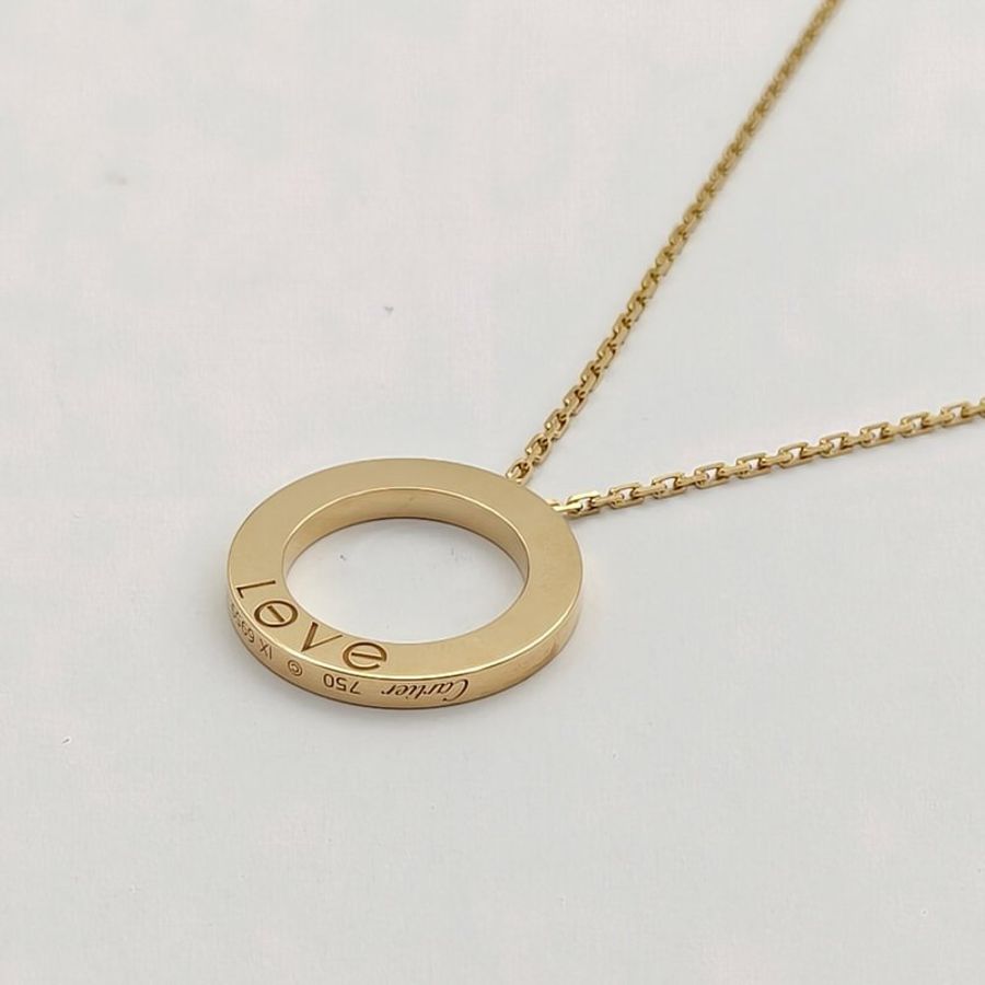 CARTIER 18K黄金LOVE18K玫瑰金大圆饼项链-2
