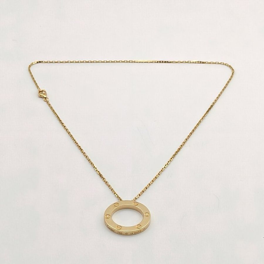 CARTIER 18K黄金LOVE18K玫瑰金大圆饼项链-4