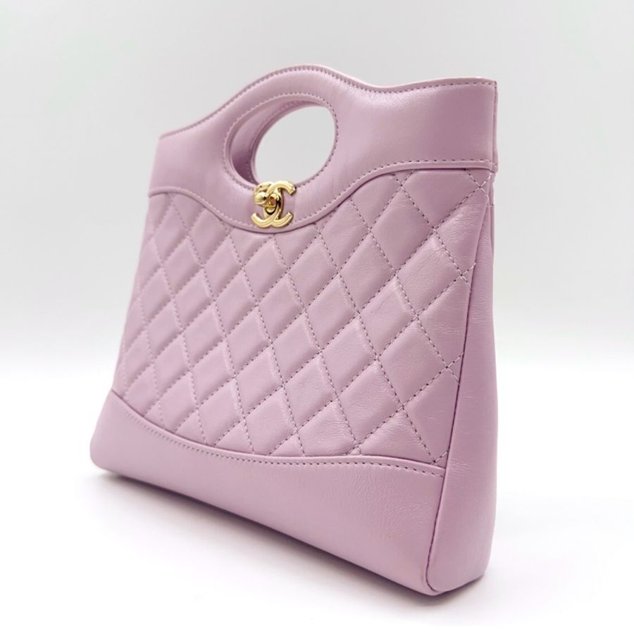 閒置新💖Chanel香奈兒31 MINI SHOPPING BAG 手提包斜背包 💜香芋紫 芯片款 附件：塵袋-2