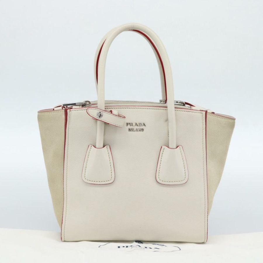 【日本直送】PRADA 手提包 皮革 兩用 白色 銀色 正品 183712M-11