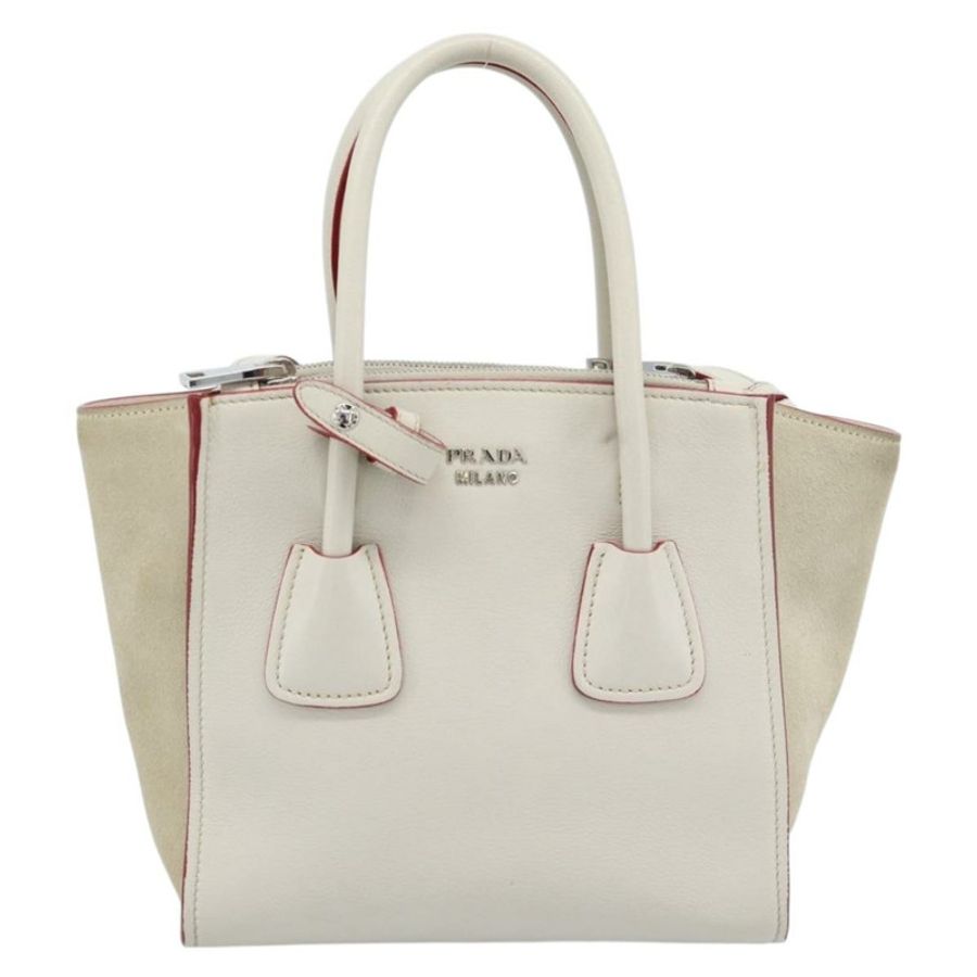 【日本直送】PRADA 手提包 皮革 兩用 白色 銀色 正品 183712M-12
