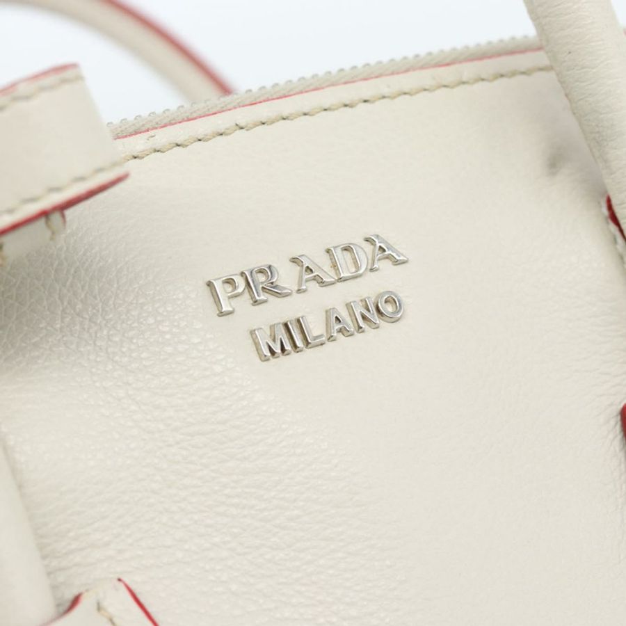 【日本直送】PRADA 手提包 皮革 兩用 白色 銀色 正品 183712M-20