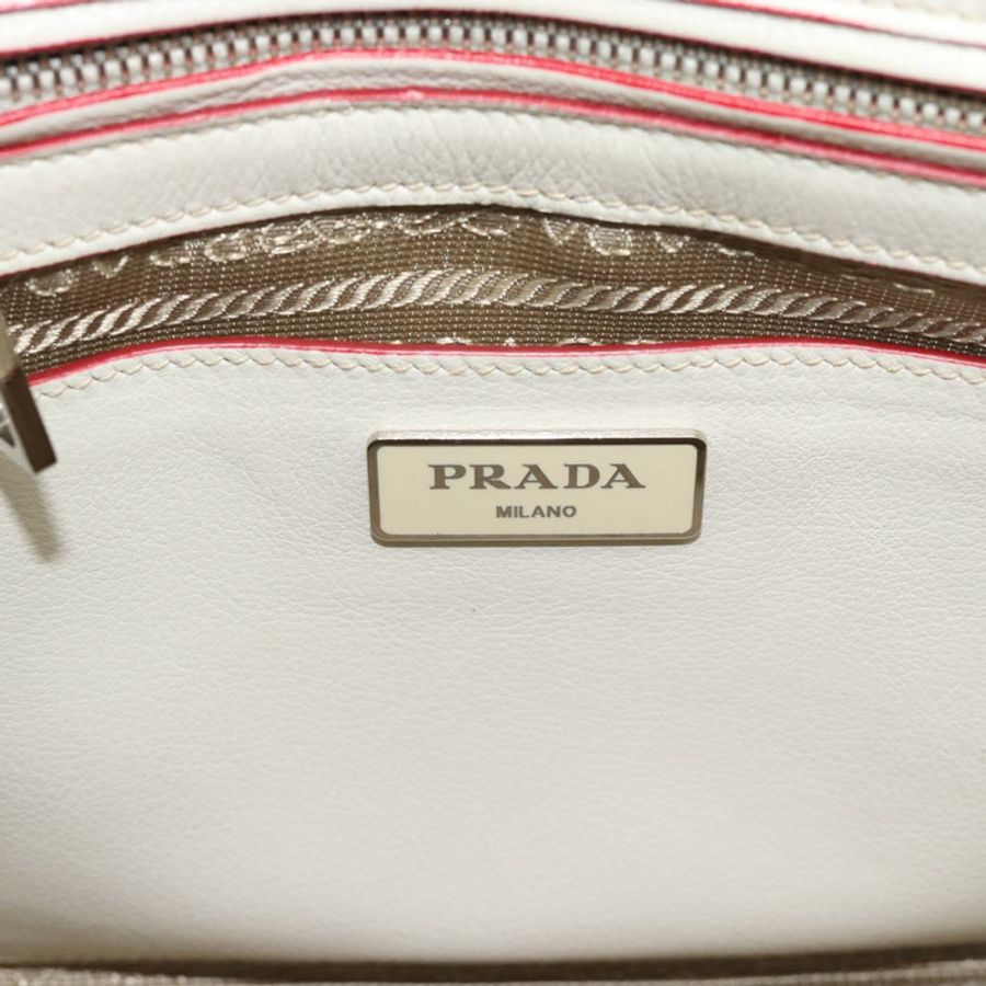 【日本直送】PRADA 手提包 皮革 兩用 白色 銀色 正品 183712M-21
