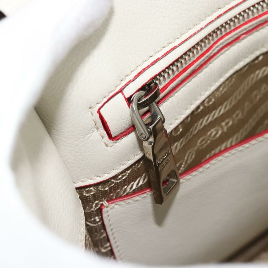 【日本直送】PRADA 手提包 皮革 兩用 白色 銀色 正品 183712M-25