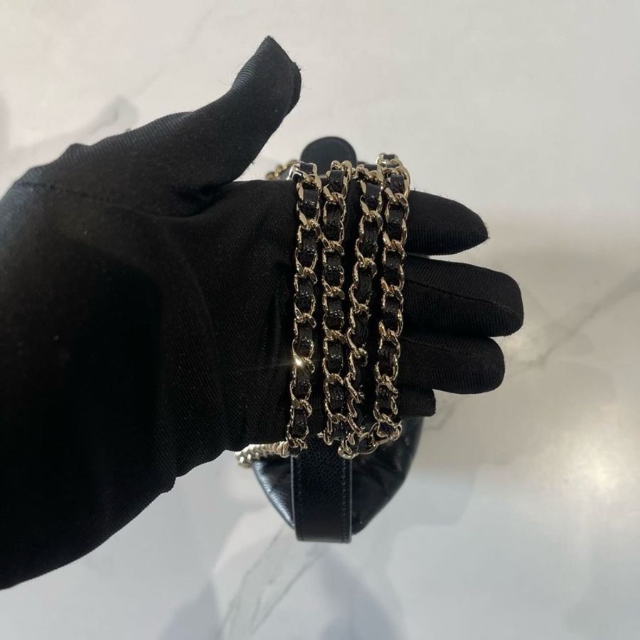 Chanel 香奈兒 25a hobo 黑金荔枝牛皮飯盒包 芯片款-7