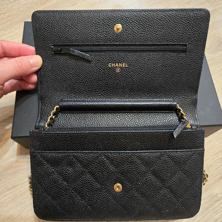 Chanel 經典款 荔枝皮 WOC 黑金牛-6