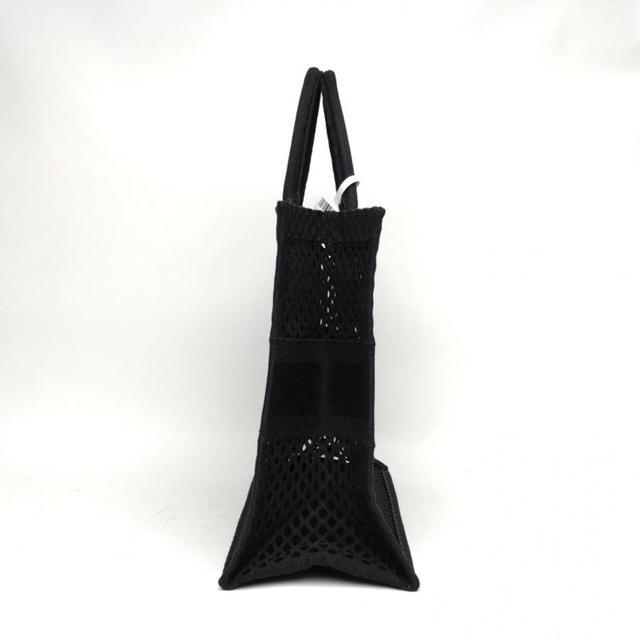 DIOR BookTote大號42黑色帆布2020鏤空網眼刺繡肩背包-1