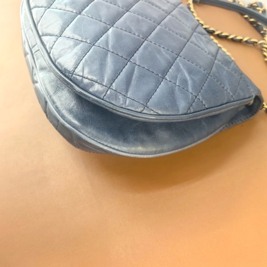 CHANEL 香奈兒海軍藍牛皮金鍊馬鞍單肩斜挎包-7