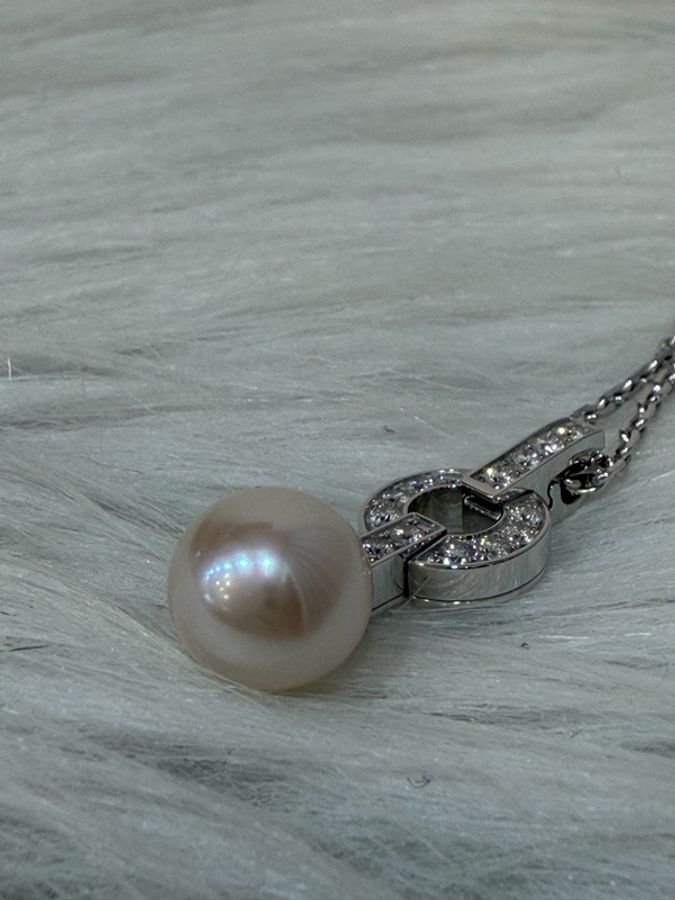 Cartier 卡地亞 750 HIMALIA 0.25CT 珍珠 鑽石 白K金 項鍊 鑽圈-3