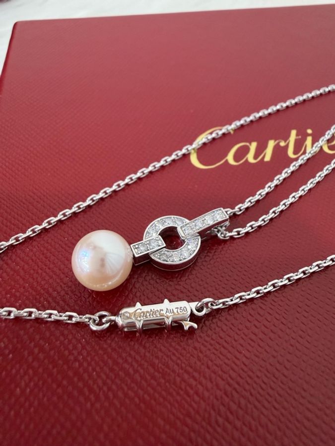 Cartier 卡地亞 750 HIMALIA 0.25CT 珍珠 鑽石 白K金 項鍊 鑽圈-23