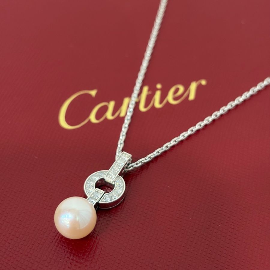 Cartier 卡地亞 750 HIMALIA 0.25CT 珍珠 鑽石 白K金 項鍊 鑽圈-0