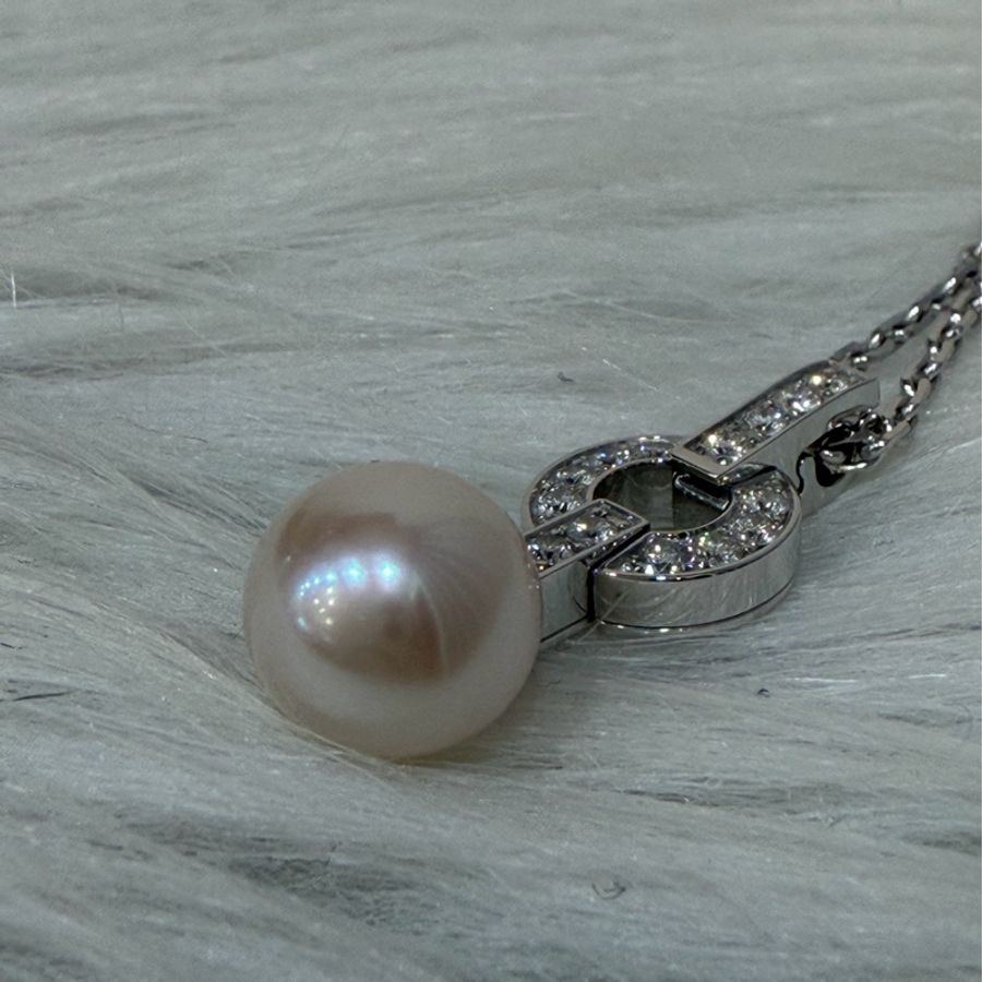 Cartier 卡地亞 750 HIMALIA 0.25CT 珍珠 鑽石 白K金 項鍊 鑽圈-3