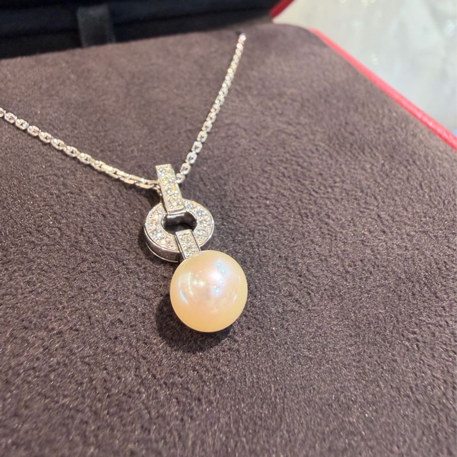 Cartier 卡地亞 750 HIMALIA 0.25CT 珍珠 鑽石 白K金 項鍊 鑽圈-10