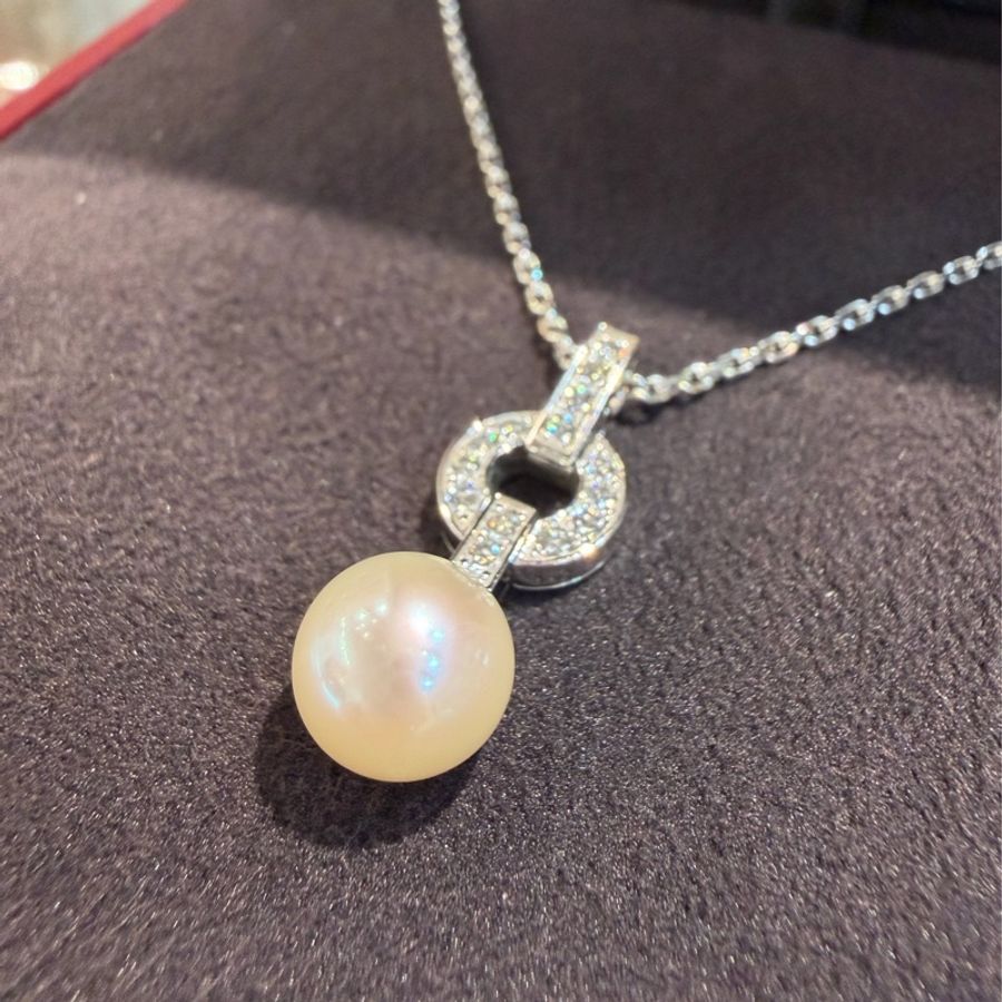 Cartier 卡地亞 750 HIMALIA 0.25CT 珍珠 鑽石 白K金 項鍊 鑽圈-11