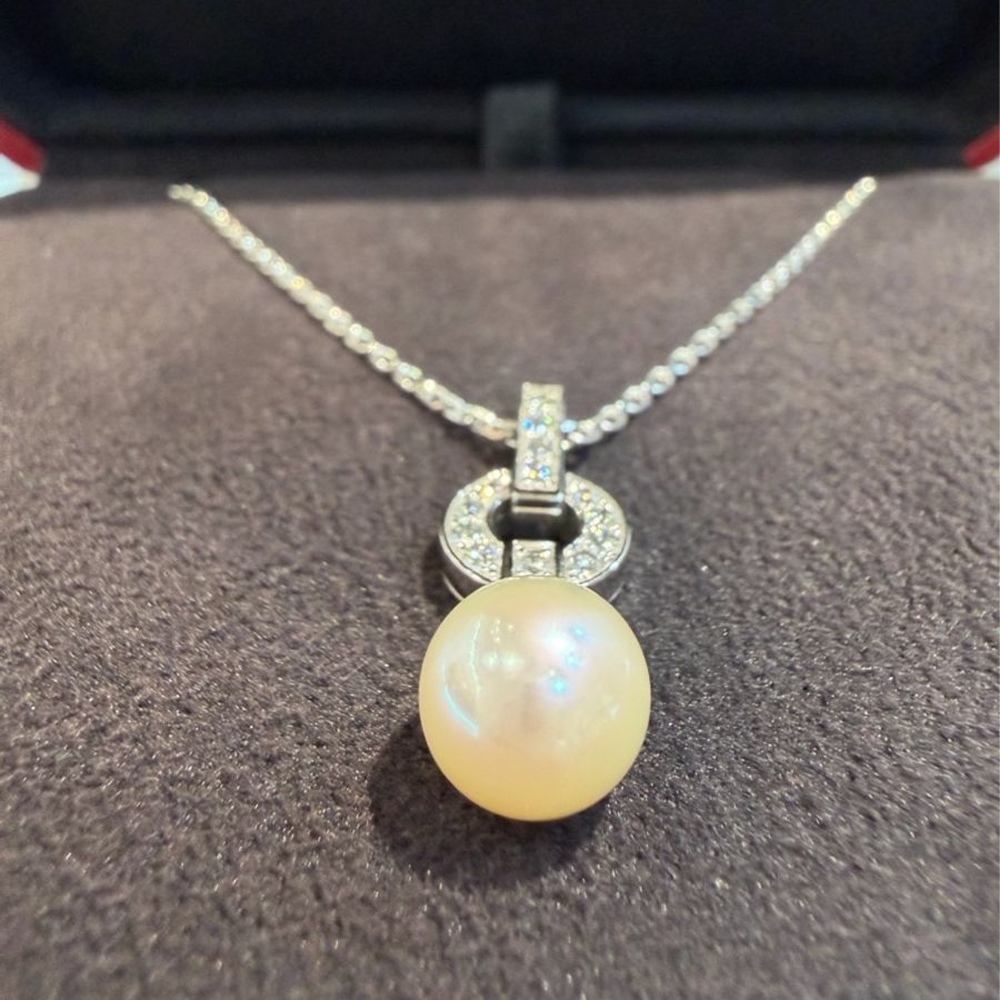 Cartier 卡地亞 750 HIMALIA 0.25CT 珍珠 鑽石 白K金 項鍊 鑽圈-12