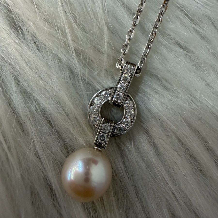 Cartier 卡地亞 750 HIMALIA 0.25CT 珍珠 鑽石 白K金 項鍊 鑽圈-10