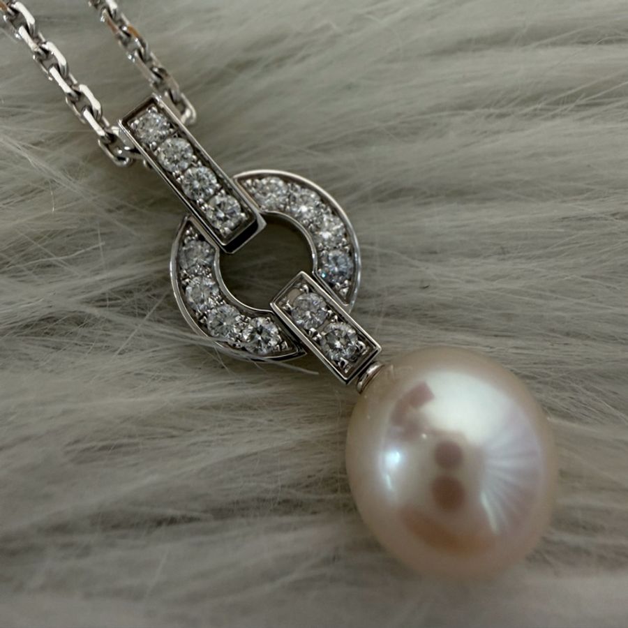 Cartier 卡地亞 750 HIMALIA 0.25CT 珍珠 鑽石 白K金 項鍊 鑽圈-11