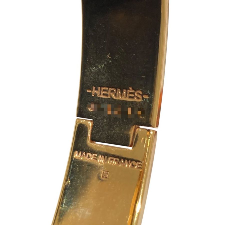 HERMES 愛馬仕 H700001F 31PM CLIC H BRACELET 鍍金手鐲 琺瑯 白/金色-7
