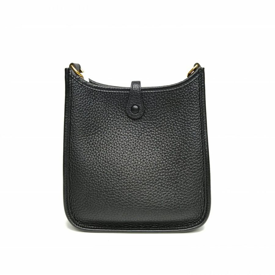 HERMES EvelyneMini16黑色TC皮W刻金扣肩背包-2