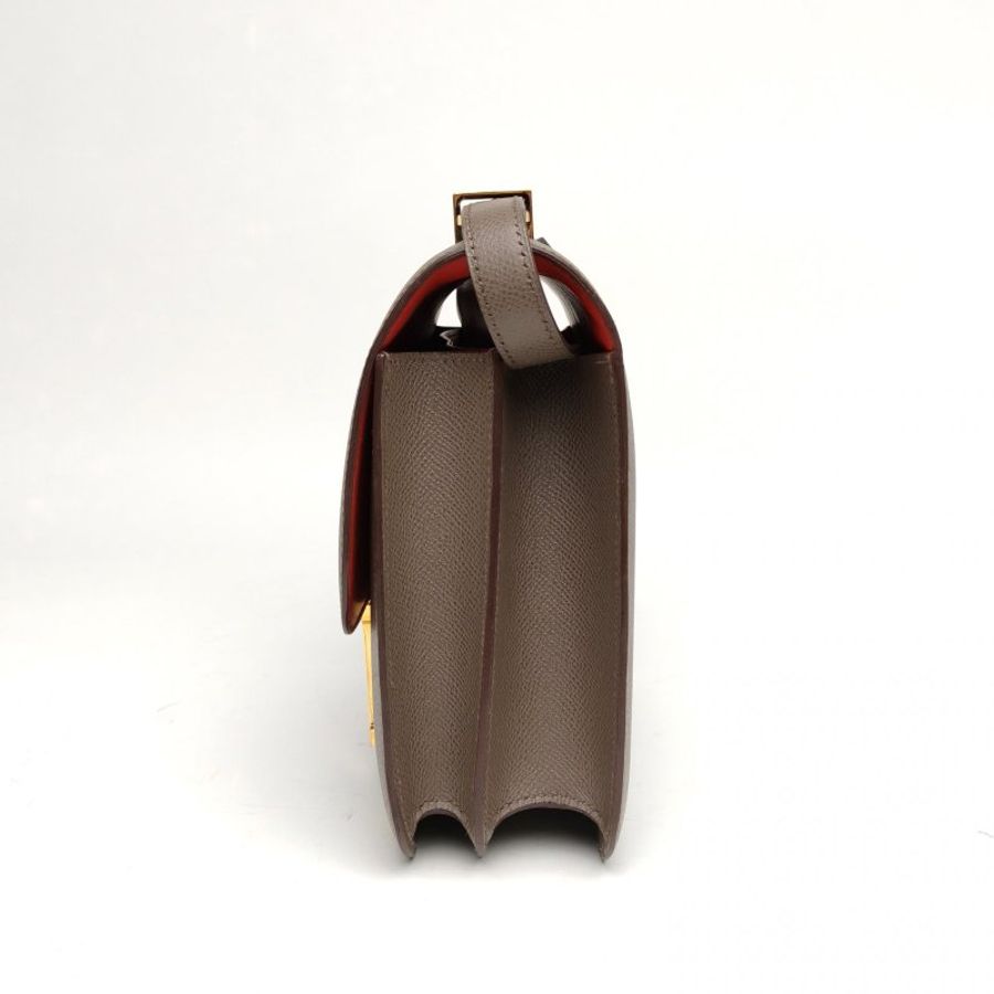 HERMES Constance康康24錫器灰Epsom皮A刻金扣肩背包-1