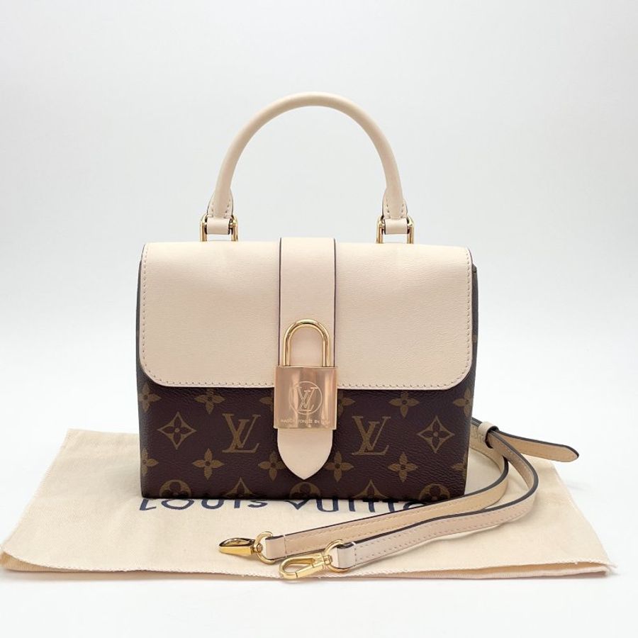 LV/路易威登老花拼白金扣locky bb鎖頭包-0