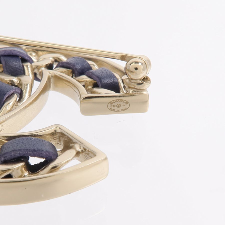 CHANEL 牛皮皮革/金屬Brooch胸針-6