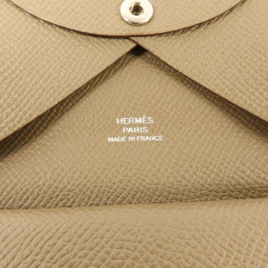 HERMES Epsom皮革Calvi Duo卡片套Etoupe-7