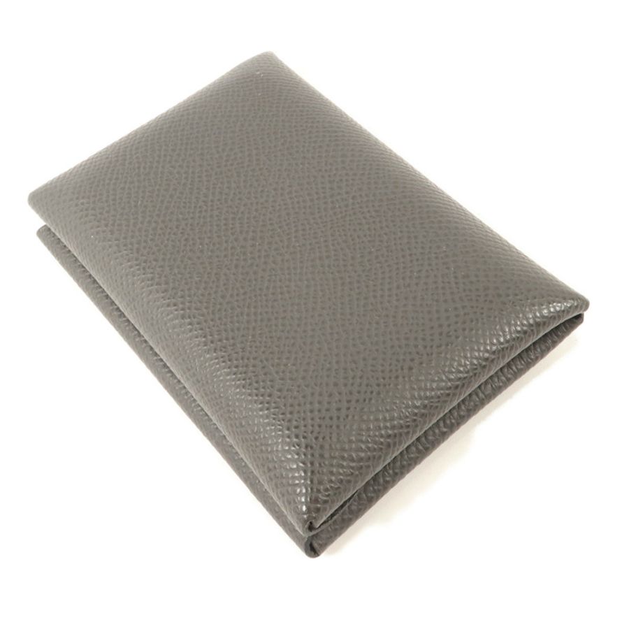 HERMES Epsom皮革Calvi Duo Compact Card Holder卡片套Graphite-3