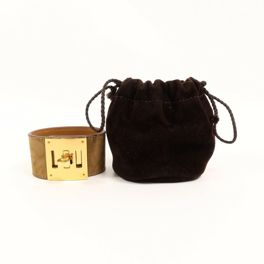HERMES Doblis皮革Kelly Dog Bracelet手帶Alezan-11