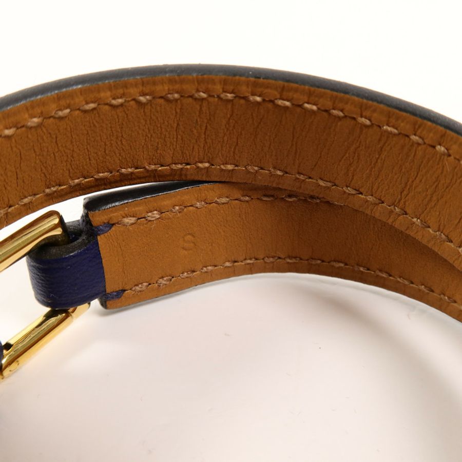 HERMES Swift皮革Rivale Double Tour Bracelet手帶Bleu Saphir-6