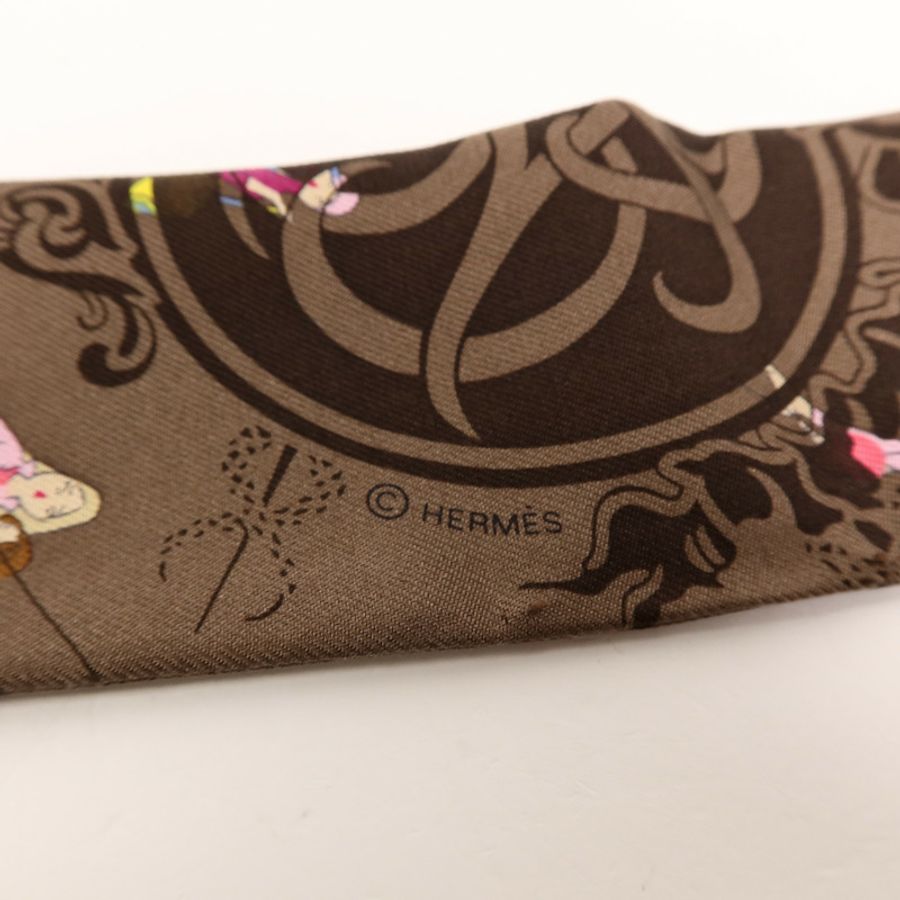 HERMES 絲質Twilly絲巾-5